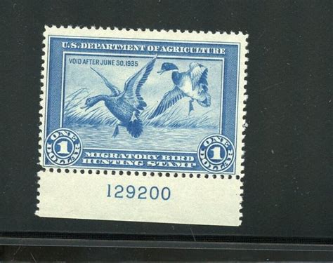 United States Scott Rw1 1 Duck Plate Margin Copy F VF Mint Never