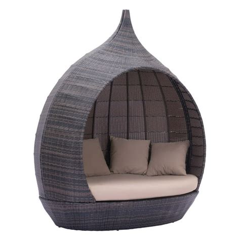 Modern Contemporary Outdoor Patio Daybed, Beige, Rattan - Walmart.com ...