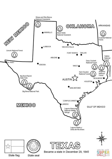 Texas State Map Coloring Page Free Printable Coloring Pages