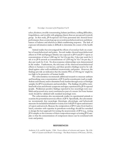 Effects Of Jet Propulsion Fuel On The Nervous System Toxicologic