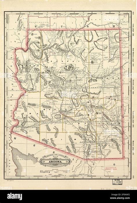 Railroad and county map of Arizona Stock Photo - Alamy