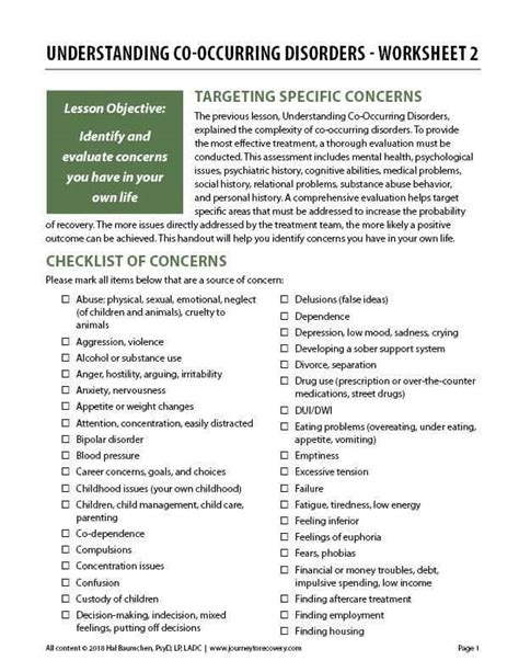 Understanding Co Occurring Disorders Worksheet 2 Cod Journey Worksheets Library