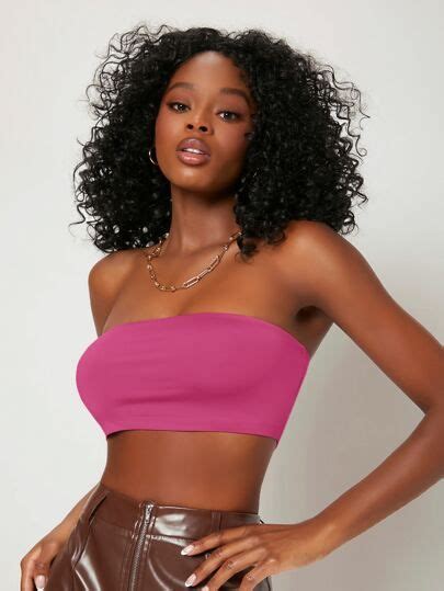 Shein Basics Solid Tube Crop Top Women Clothes For Women Bandeau Top