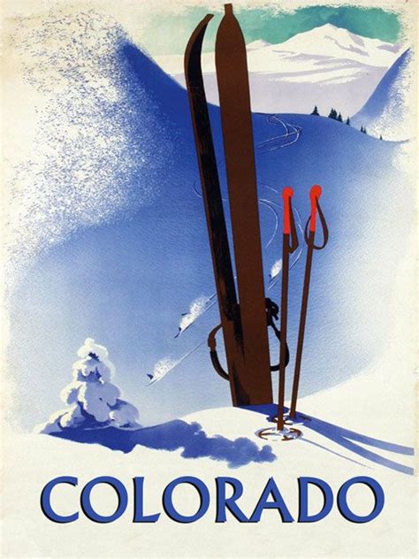 Ski Colorado Mountains American Sport Vintage Poster Repro Etsy