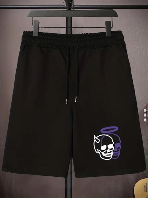 Mens Plus Size Streetwear Shorts Skulls Element Graphic Temu Canada