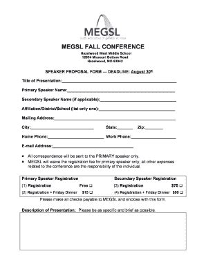 Fillable Online Megsl Speaker Proposal Applicationdocx Fax Email Print