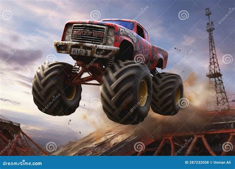 Jumping Truck Vector In Black Background CartoonDealer 239802573