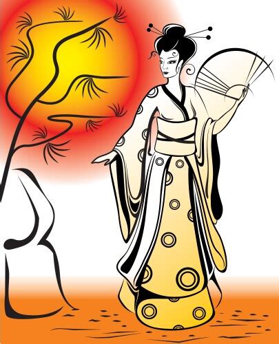 Traditional Japanese Geisha Seamless Pattern Vector Image