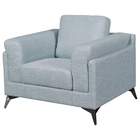 Benjara Blue Fabric Arm Chair With Flat Angular Legs Bm The