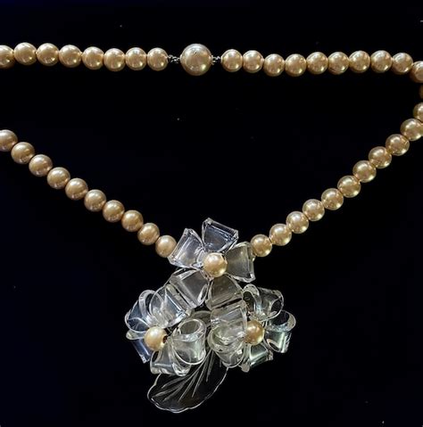 Rare Lucite Flower Necklace Circa 1930s Unique Gem