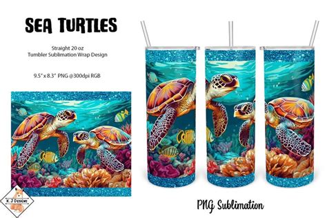 Sea Turtles Tumbler Sublimation Wrap Design