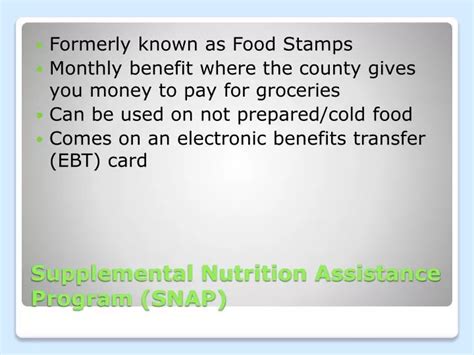 Ppt Supplemental Nutrition Assistance Program Snap Powerpoint