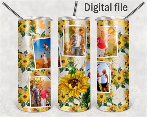 Sunflower Tumbler Wrap With Photo Picture Set Bee Sublimation Etsy