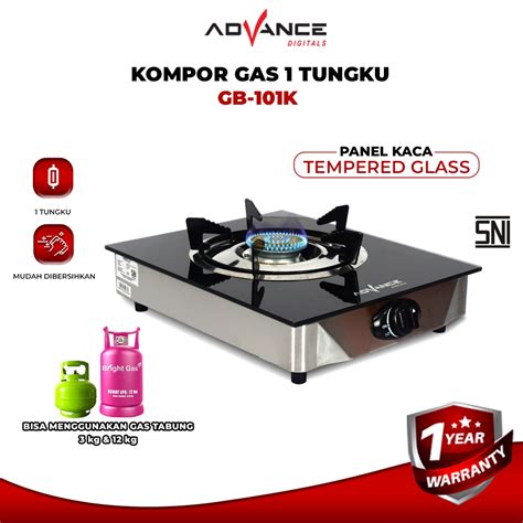 Jual Kompor Gas Kaca Advance GB101K Kompor Gas 1 Tungku Tempered Glass