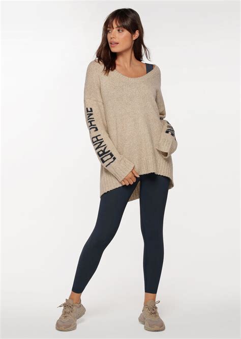 Oversized Lifestyle Jumper Beige Lorna Jane Au