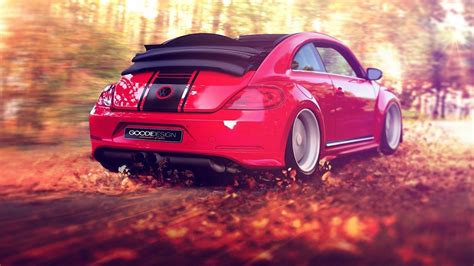 1920x1080 beetle, red, leaves, convertible, Volkswagen, foliage, beetle ...