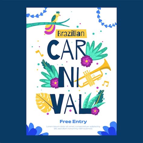 Free Vector Flat Brazilian Carnival Vertical Poster Template