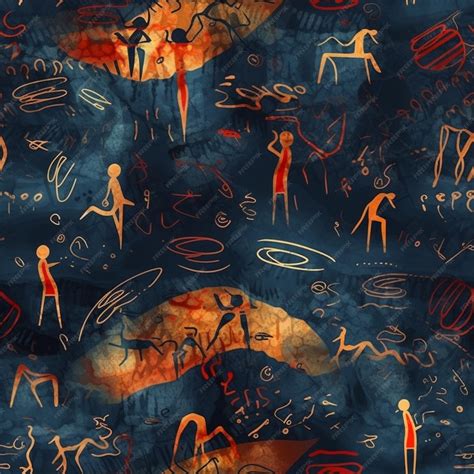 Premium AI Image | A dark blue fabric with a painting of people and the ...