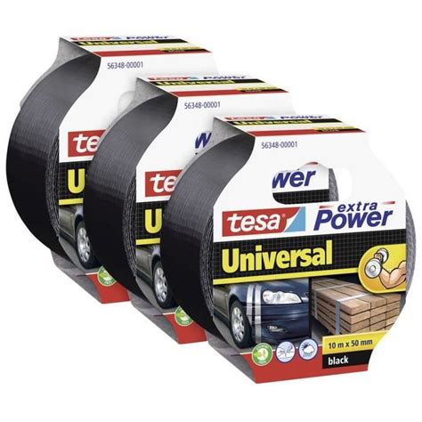 Ruban adhésif toilé noir tesa extra Power UNIVERSAL 56348 Pack de 3