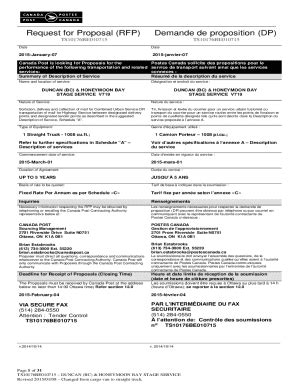 Fillable Online REQUEST FOR PROPOSAL DEMANDE DE PROPOSITION Fax Email