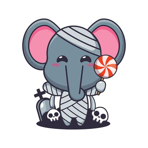 Mummy elephant holding halloween candy. 27701024 Vector Art at Vecteezy