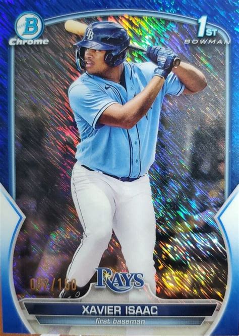 Xavier Isaac 2023 Bowman BCP 145 Chrome Prospects Blue Shimmer