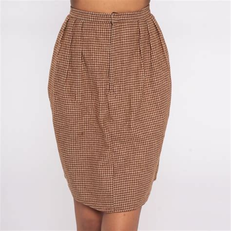 Houndstooth Pencil Skirt 80s Wiggle Skirt Academia Br Gem