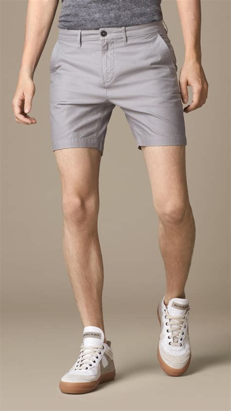 Burberry Cotton Ottoman Slim Shorts In Gray For Men Lyst