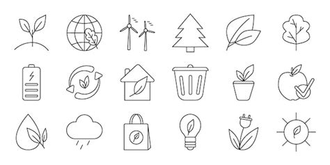 Premium Vector Ecology Vector Icon Set Isolated