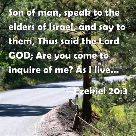 Ezekiel 20 3 Son Of Man Speak To The Elders Of Israel And Say To Them