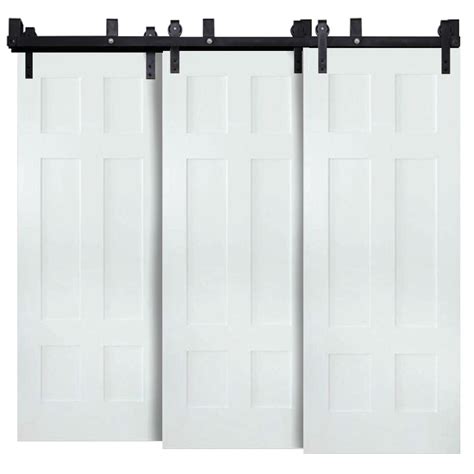 Contemporary Classic 6 Panel Triple Bypass Barn Doors Rustica