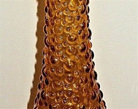 Amber Hobnail Genie Bottle Glass Decanter 1960s Guildcraft Rossini