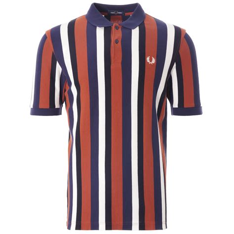 Fred Perry Striped Polo Shirt Paprika M