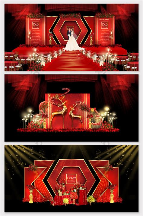 Luxury European Style Red Gold Wedding Renderings Decors D Models