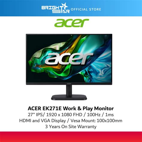 ACER EK271E Monitor 27 IPS Panel 1920x1080 100HZ FHD 250NITS 1MS VRB