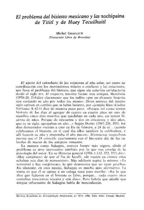 Pdf El Problema Del Bisiesto Mexicano Y Las Xochipaina De