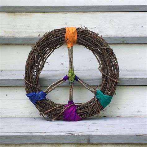 Boho Peace Sign Wreath Felicity Etsy Handcrafted Art Wreaths