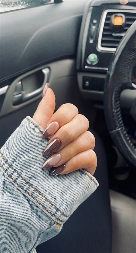 Moody brown nails + nail piercings + chocolate glazed nails. | Chrome ...