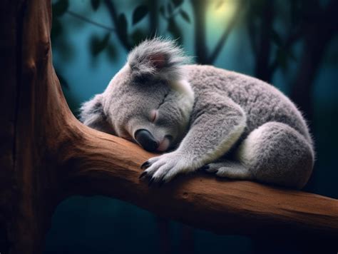 Un Koala Durmiendo En Una Rama De Eucalipto Foto Premium