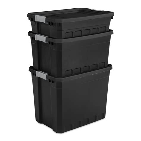 Sterilite 10 Gallon Stacker Tote Plastic Black Set Of 6