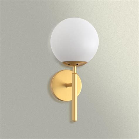 YANSUN 1 Light Gold Modern Wall Sconce With Frosted White Globe Glass