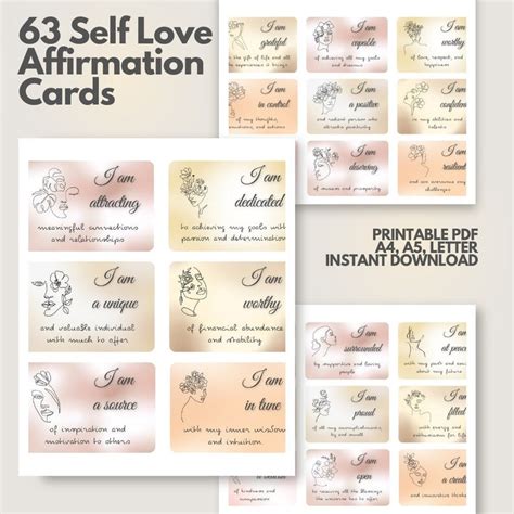 63 Self Love Affirmation Cards Printable Affirmation Card