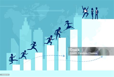 Vector Of Businesspeople Teamwork Working Together Climbing Ladder Of