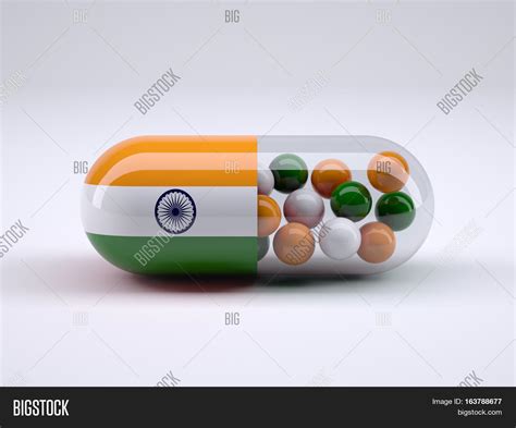 Pill With Indian Flag Wrapped Around It And Colored Balls Insid Image