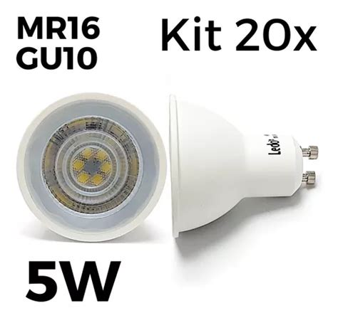 Kit de 20 lámparas LED dicroicas Mr16 Gu10 de 5 W luz blanca fría