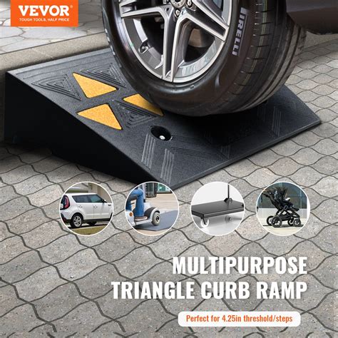 Vevor Vevor Rubber Curb Ramp 10 8 Cm Rise Height Sidewalk Curb Ramp 30 Cm Width 50 Cm Length