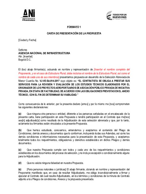 Fillable Online Formato Carta De Presentacin De La Ani Fax