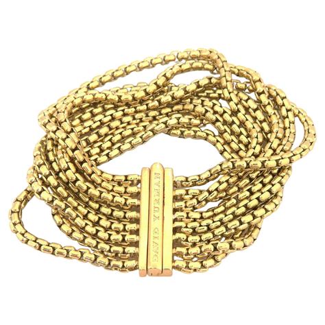 David Yurman K Yellow Gold Mm Wide Box Chain Bracelet For Sale At