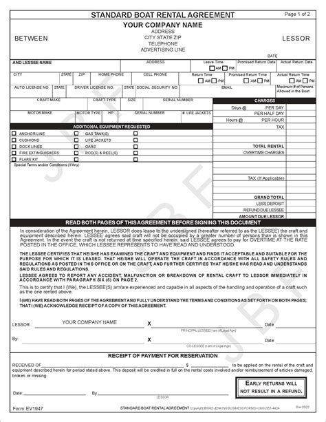 Ev1947 Fillable Pdf Boat Rental Agreement Jb Forms