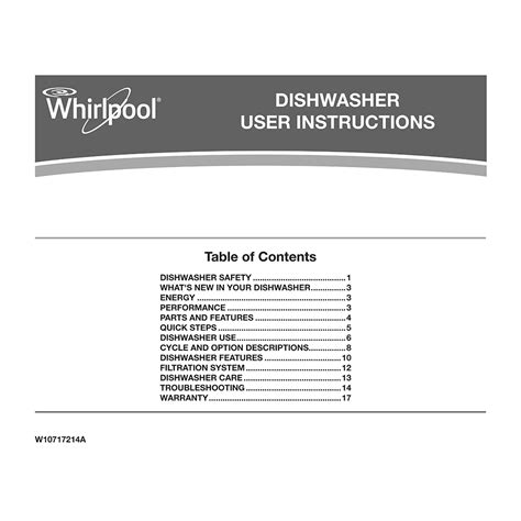 Whirlpool Wdf Padm Dba Dishwasher User Manual